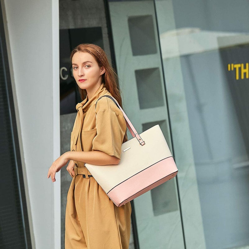 Lovematch Women Fashion Synthetic Leather Handbags Tote Bag Shoulder Bag Top Handle Satchel Purse Set 4pcs - Image 2